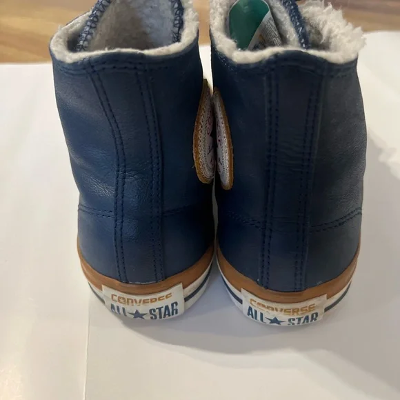 Converse Navy High-Top Sneakers with White Toe and Brown Midsole Trim - Picture 12 of 15